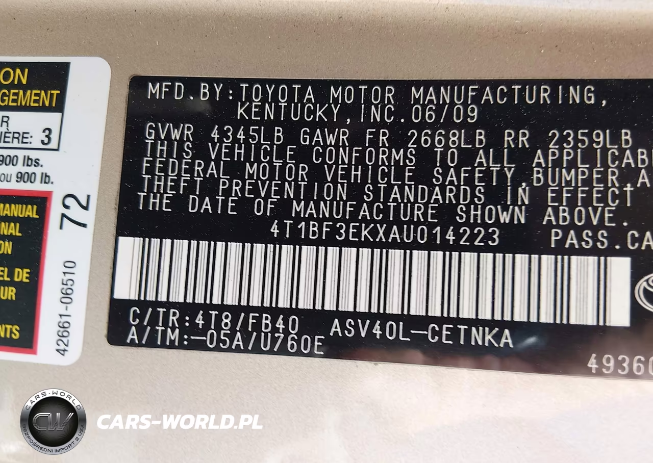 2010 Toyota Camry Le VIN:4T1BF3EKXAU014223 - 9