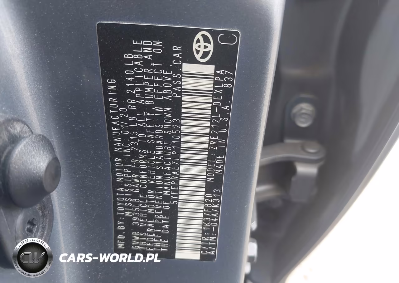 2020 Toyota Corolla Le VIN:5YFEPRAE7LP110523 - 9