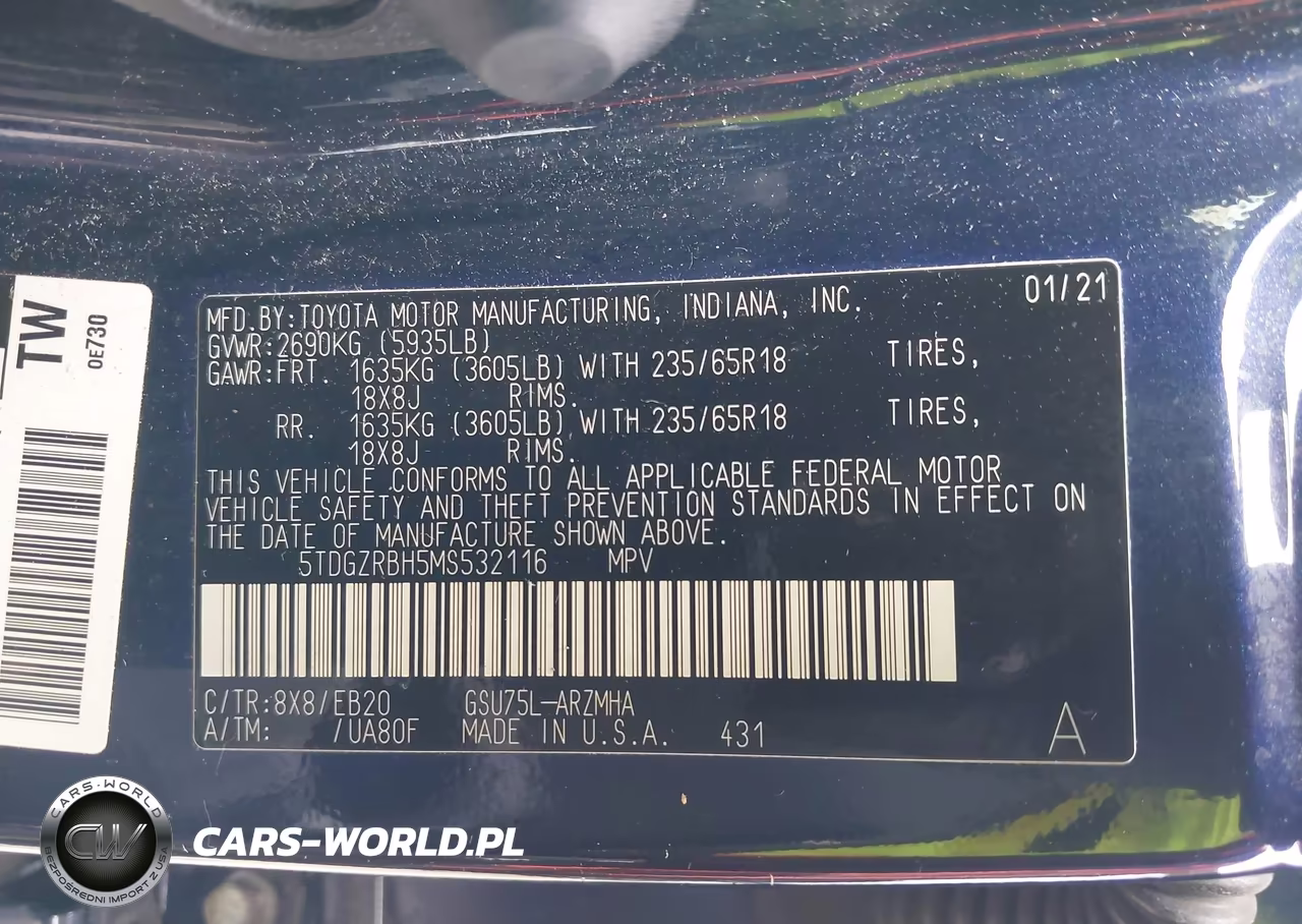 2021 Toyota Highlander Xle VIN:5TDGZRBH5MS532116 - 9