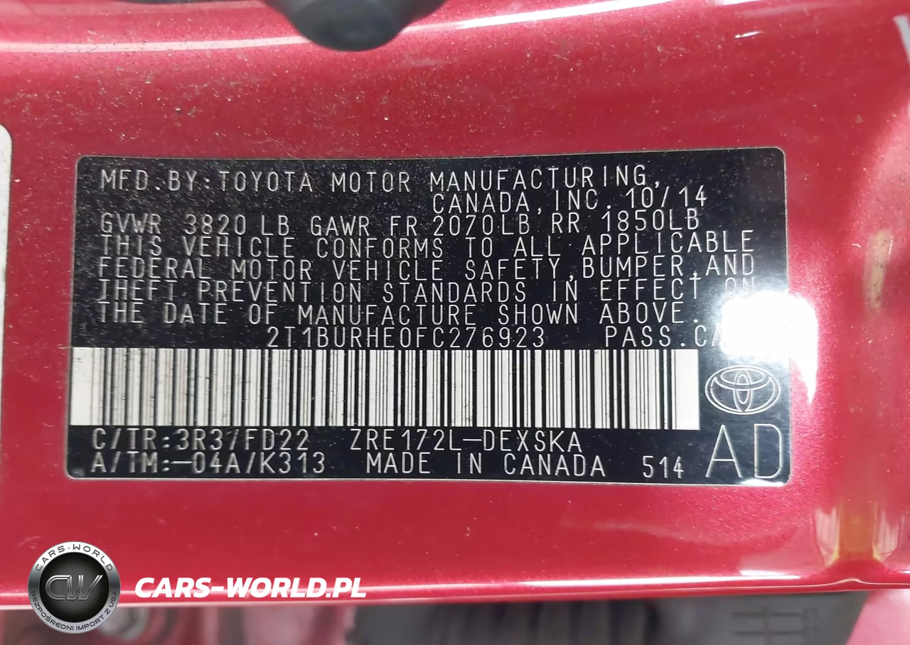 2015 Toyota Corolla S Plus VIN:2T1BURHE0FC276923 - 9