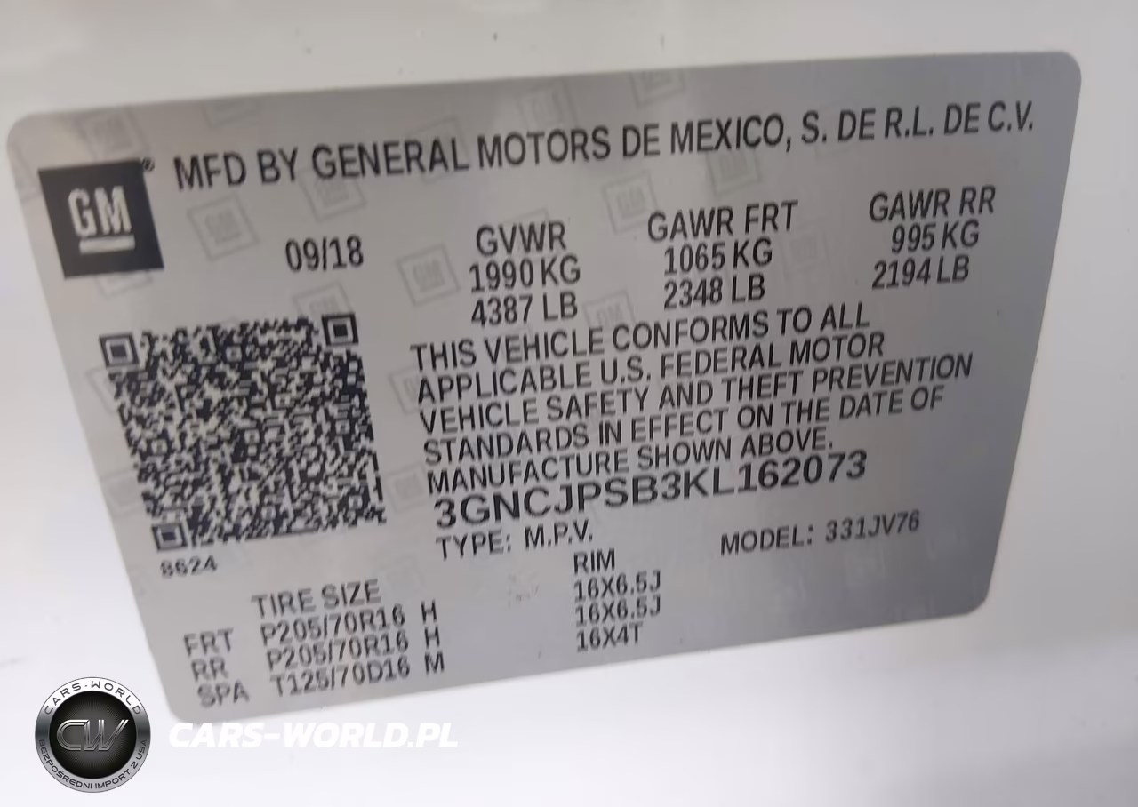 2019 Chevrolet Trax Lt VIN:3GNCJPSB3KL162073 - 9