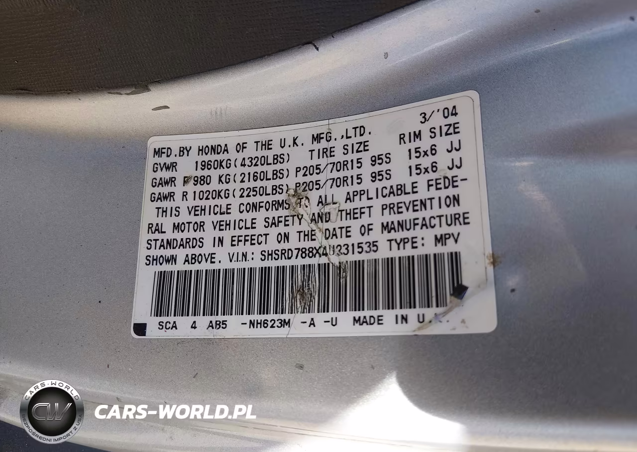 2004 Honda Cr-V Ex VIN:SHSRD788X4U231535 - 9
