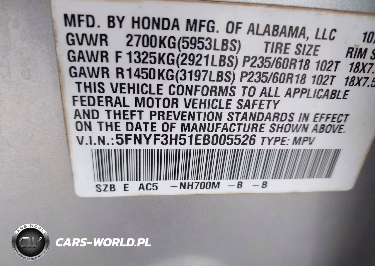 2014 Honda Pilot Ex-L VIN:5FNYF3H51EB005526 - 9