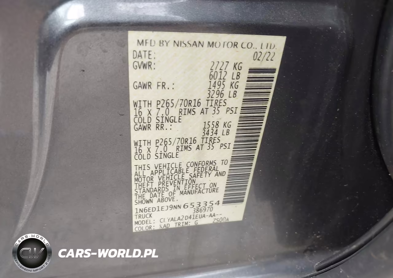 2022 Nissan Frontier S 4X2 VIN:1N6ED1EJ9NN653354 - 9