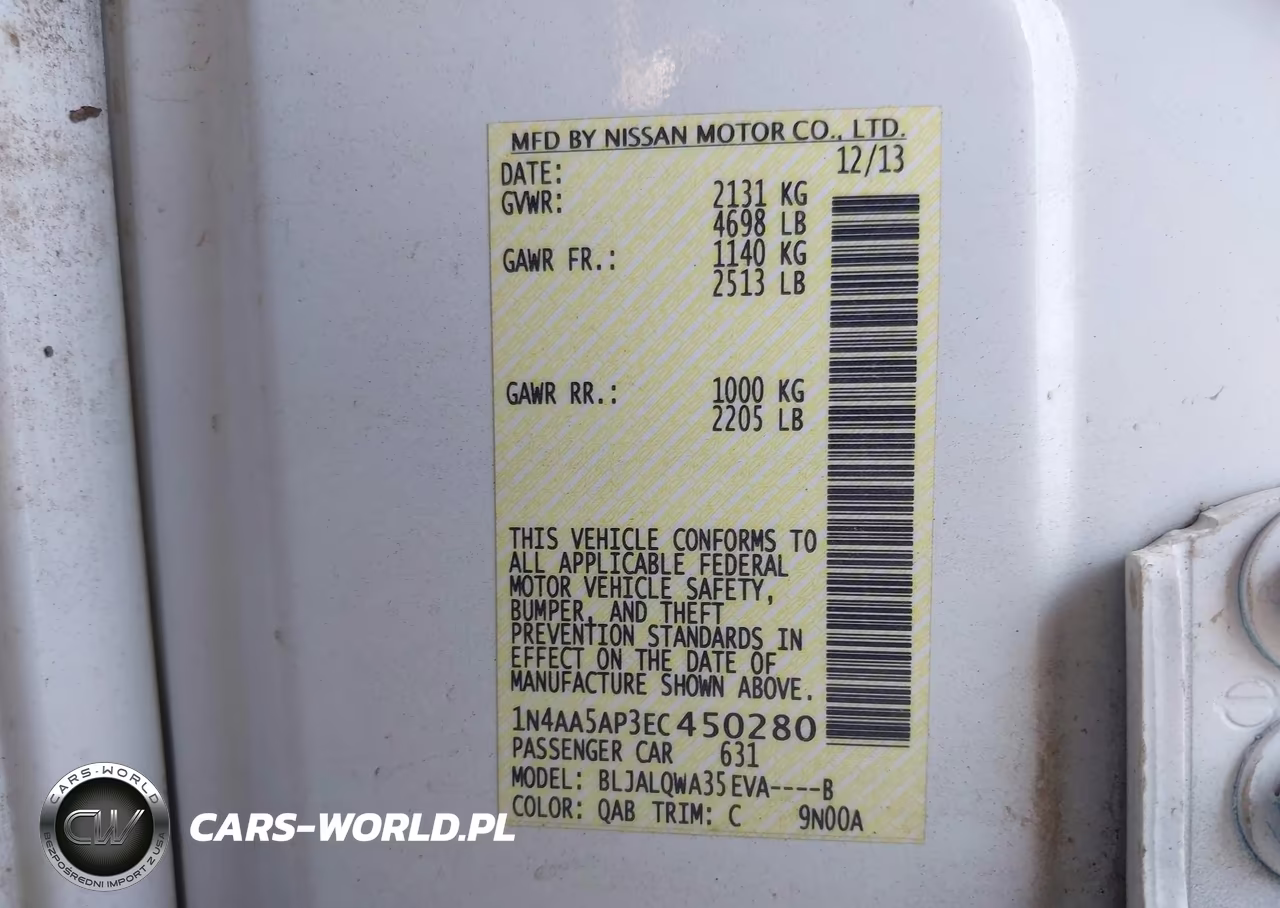 2014 Nissan Maxima 3.5 S VIN:1N4AA5AP3EC450280 - 9