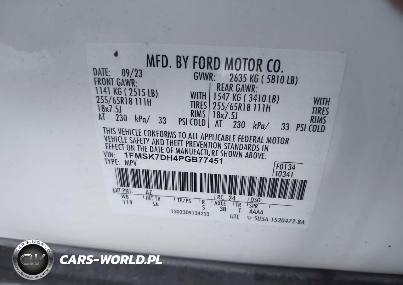 2023 Ford Explorer Xlt VIN:1FMSK7DH4PGB77451 - 9