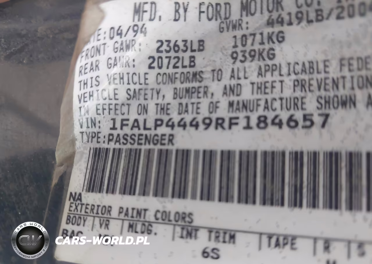1994 Ford Mustang VIN:1FALP4449RF184657 - 9