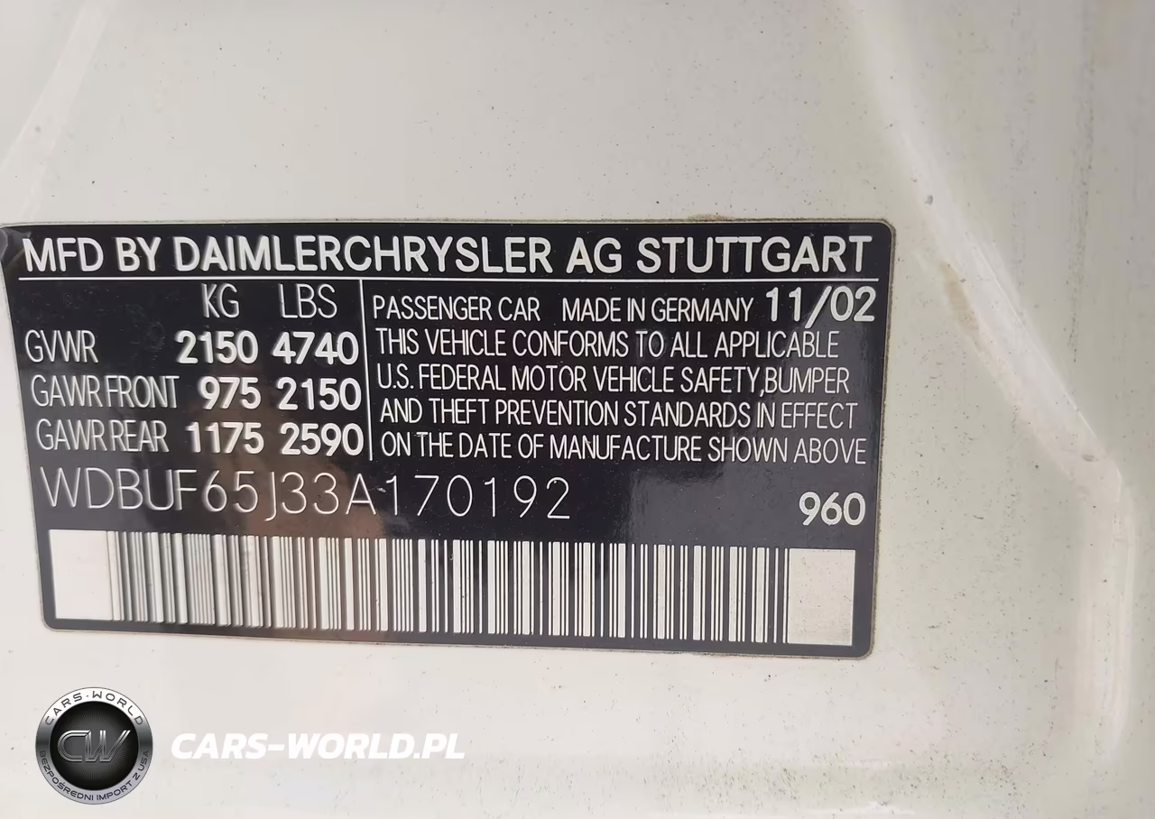 2003 Mercedes-Benz E 320 VIN:WDBUF65J33A170192 - 9