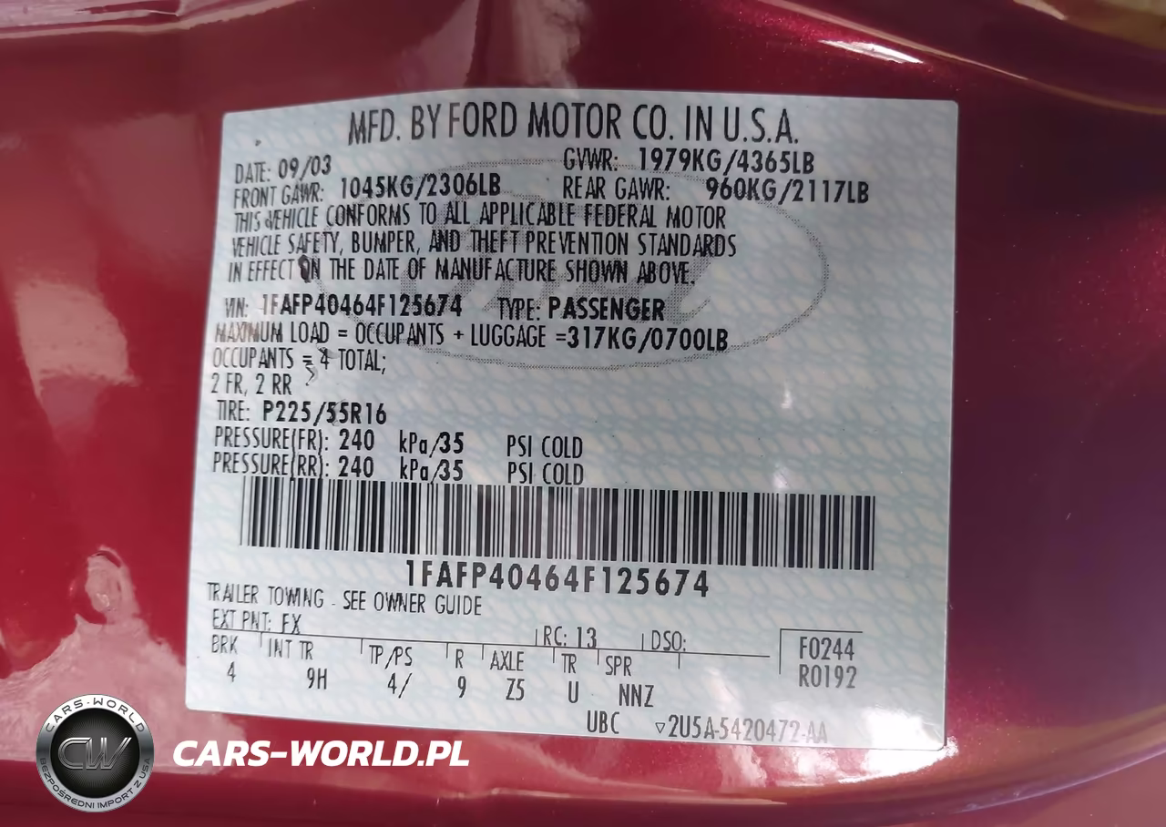 2004 Ford Mustang VIN:1FAFP40464F125674 - 9