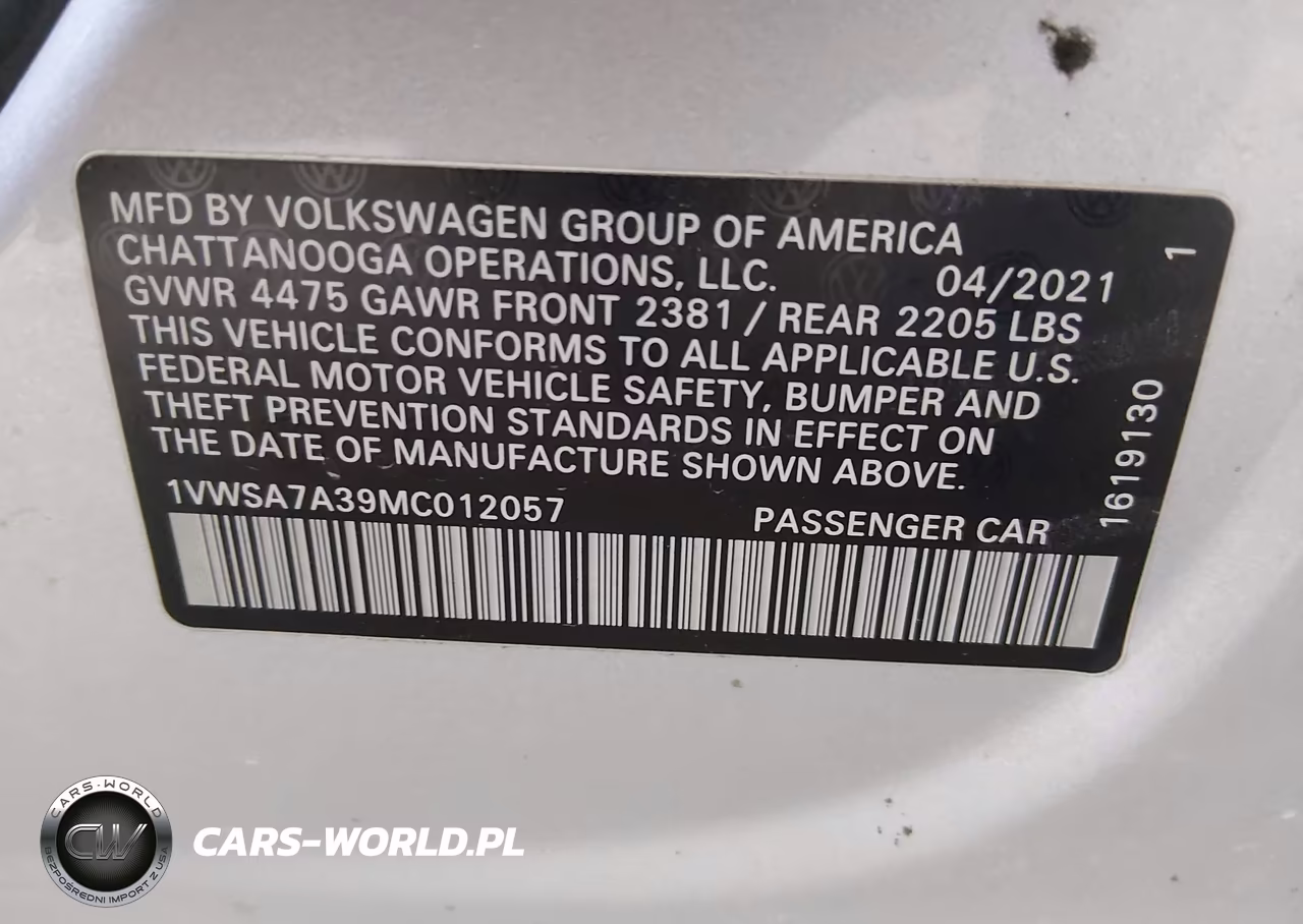 2021 Volkswagen Passat 2.0T Se VIN:1VWSA7A39MC012057 - 9