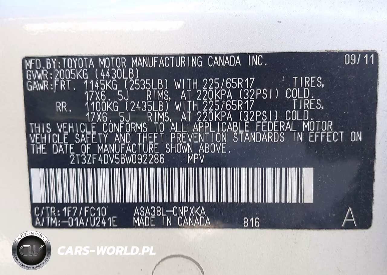 2011 Toyota Rav4 VIN:2T3ZF4DV5BW092286 - 9