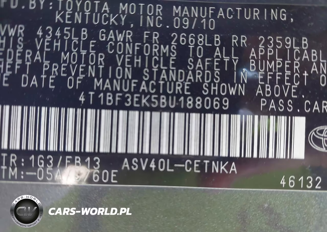 2011 Toyota Camry Le VIN:4T1BF3EK5BU188069 - 9