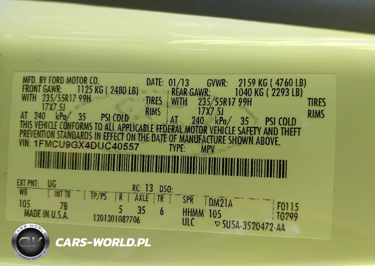 2013 Ford Escape Se VIN:1FMCU9GX4DUC40557 - 9