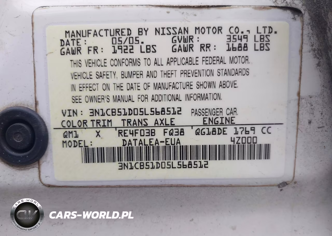 2005 Nissan Sentra 1.8S VIN:3N1CB51D05L568512 - 9