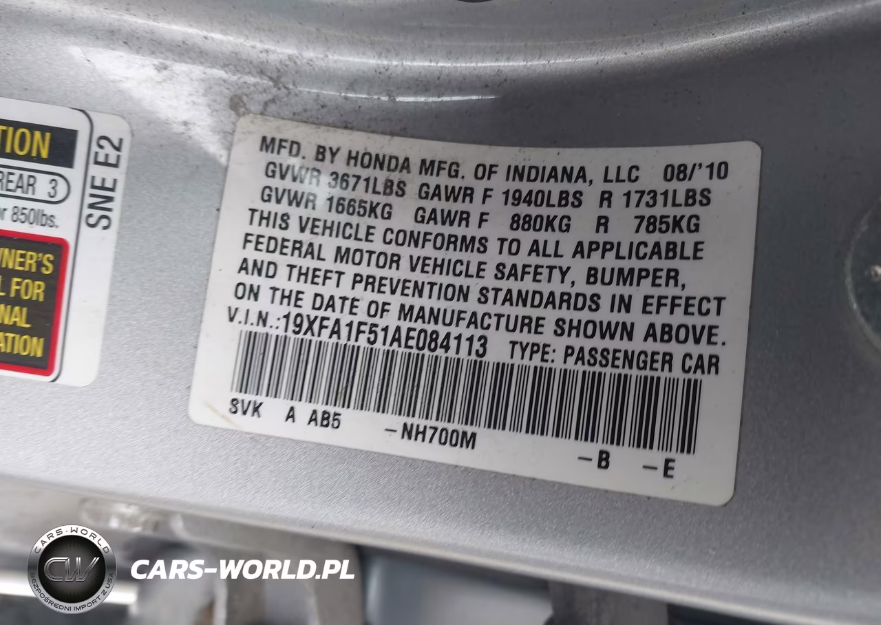 2010 Honda Civic Lx VIN:19XFA1F51AE084113 - 9