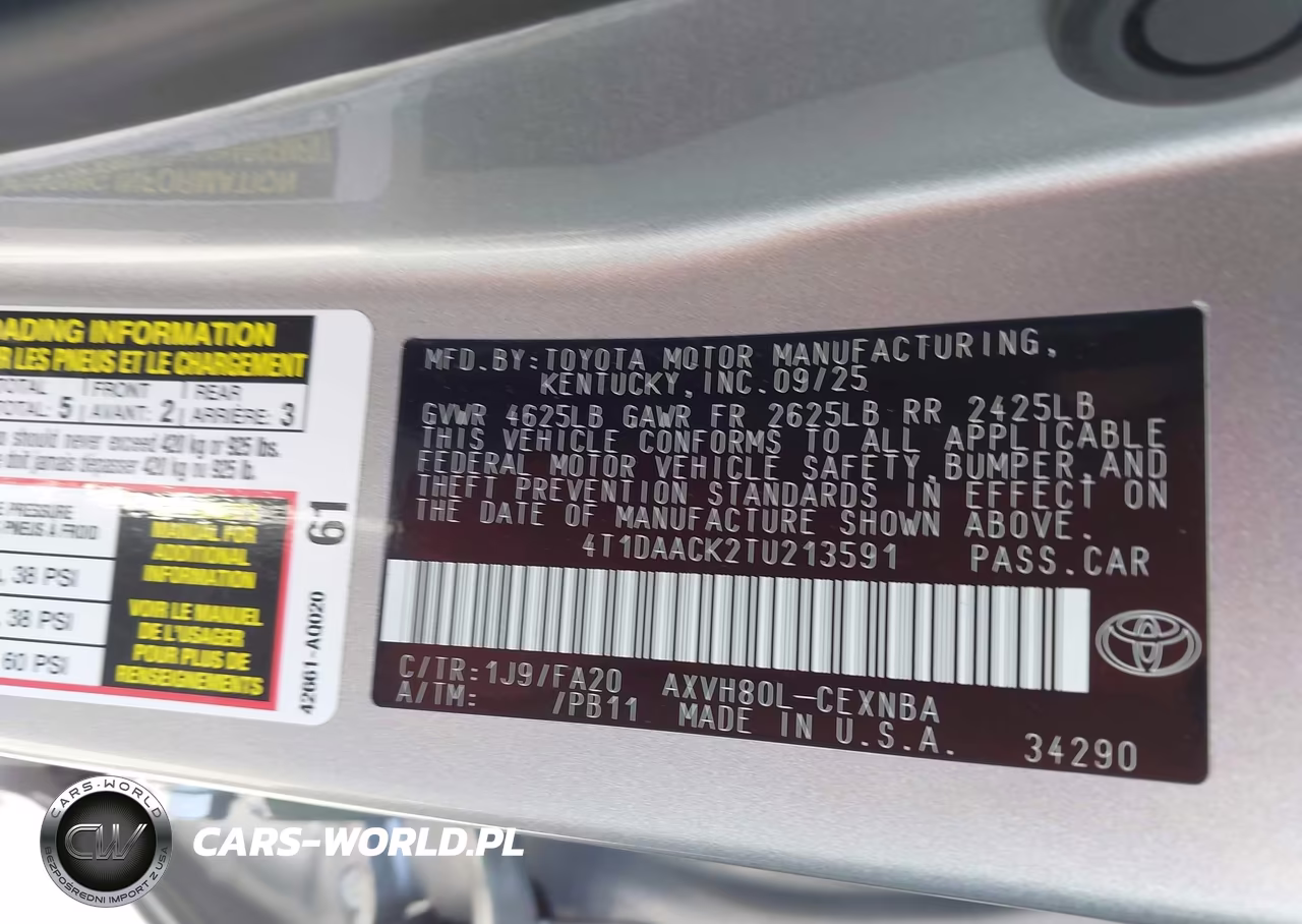 2026 Toyota Camry Le VIN:4T1DAACK2TU213591 - 9