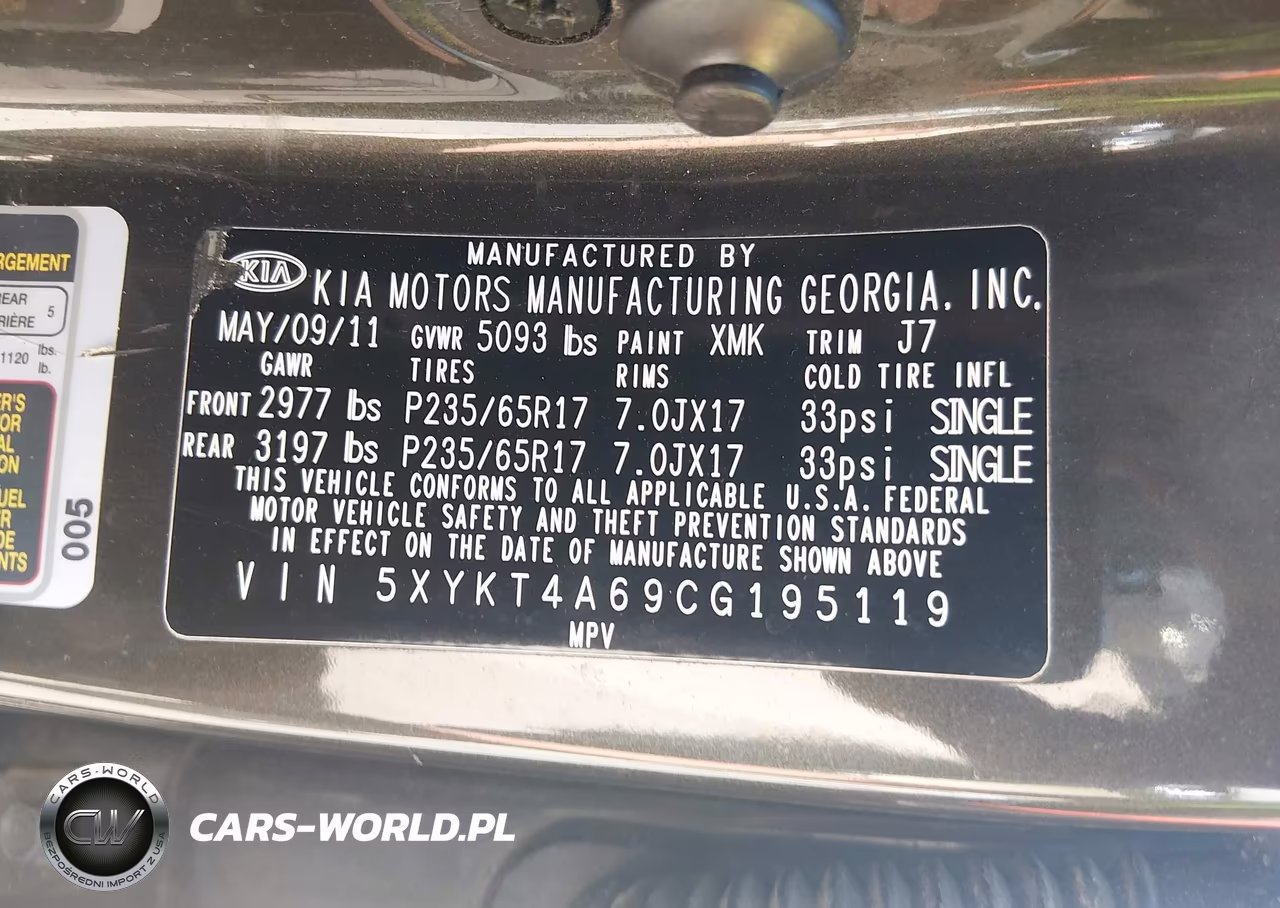 2012 Kia Sorento Lx VIN:5XYKT4A69CG195119 - 9