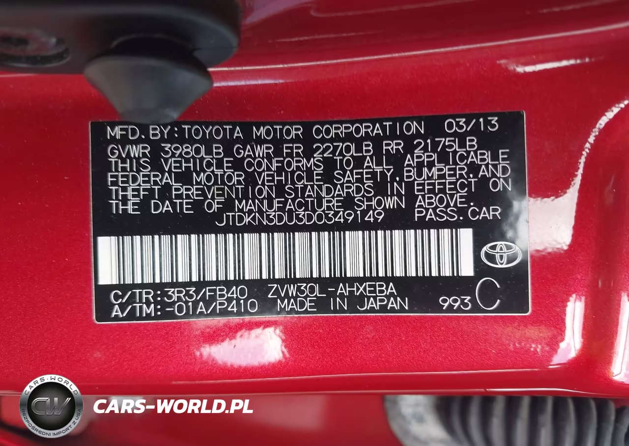 2013 Toyota Prius Two VIN:JTDKN3DU3D0349149 - 9
