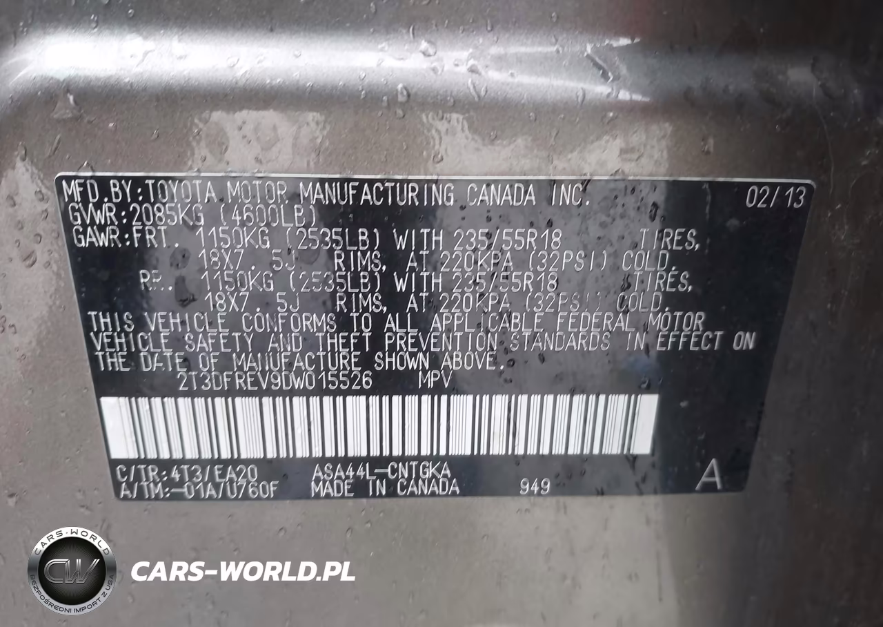 2013 Toyota Rav4 Limited VIN:2T3DFREV9DW015526 - 9