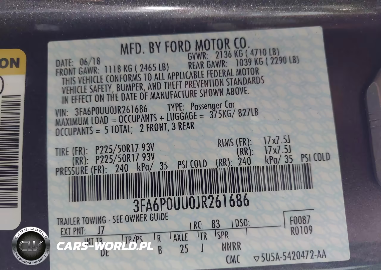 2018 Ford Fusion Hybrid S VIN:3FA6P0UU0JR261686 - 9