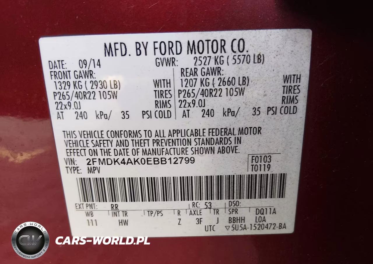 2014 Ford Edge Sport VIN:2FMDK4AK0EBB12799 - 9