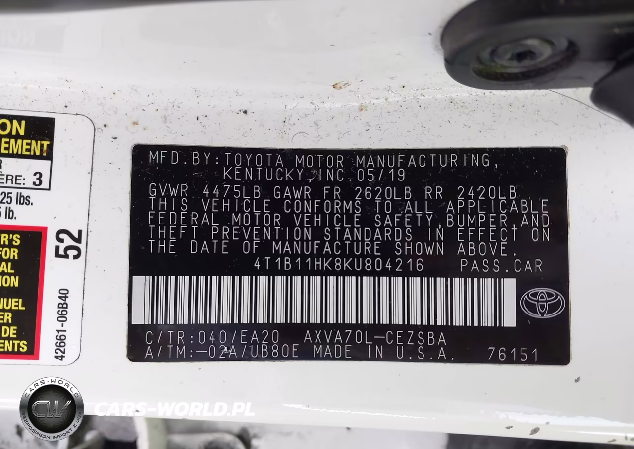 2019 Toyota Camry Se VIN:4T1B11HK8KU804216 - 9