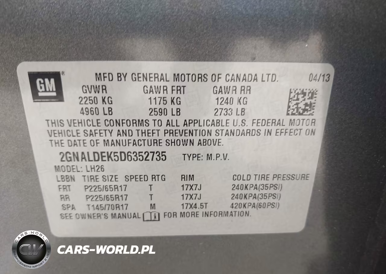 2013 Chevrolet Equinox 1Lt VIN:2GNALDEK5D6352735 - 8