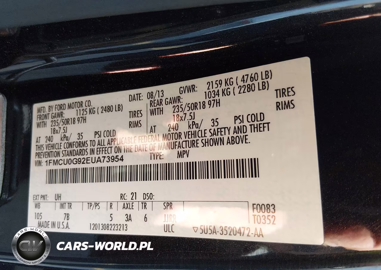 2014 Ford Escape Se VIN:1FMCU0G92EUA73954 - 9