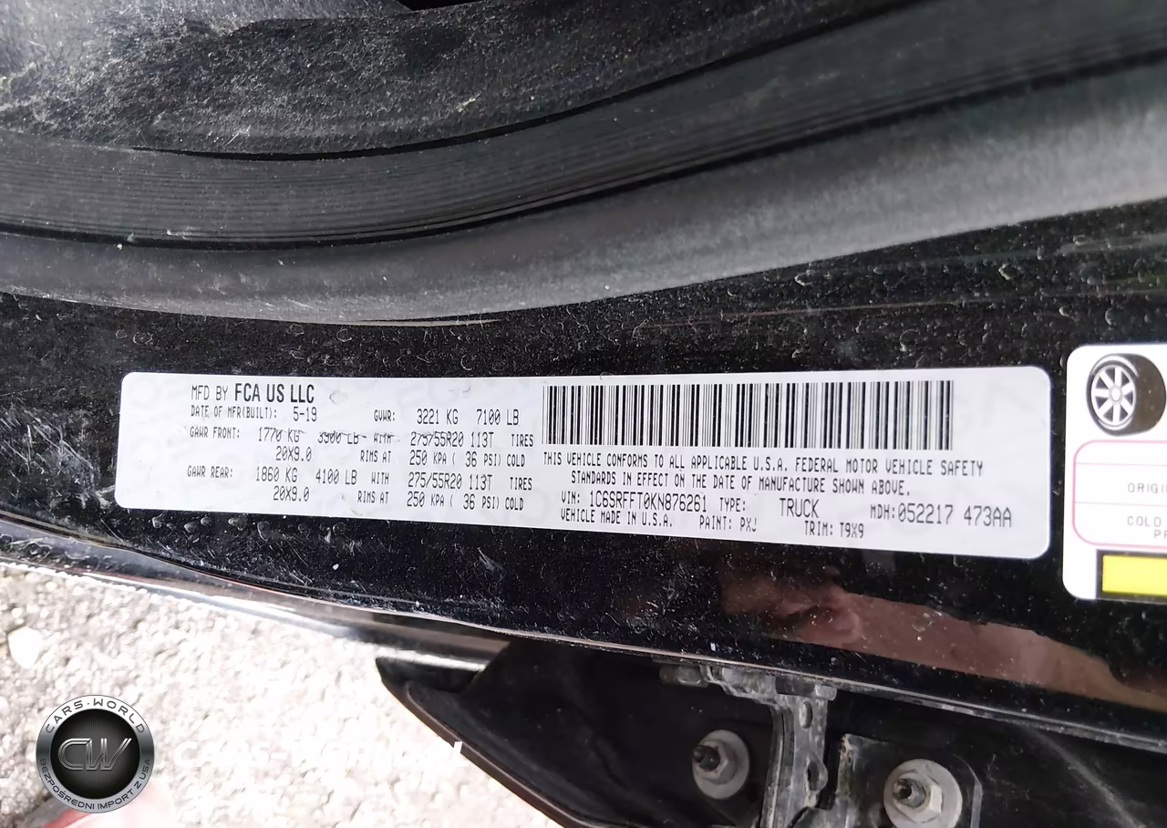 2019 Ram 1500 VIN:1C6SRFFT0KN876261 - 9