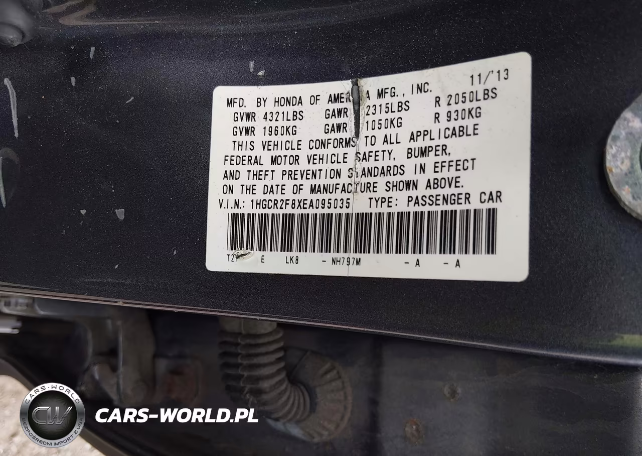 2014 Honda Accord Ex-L VIN:1HGCR2F8XEA095035 - 9