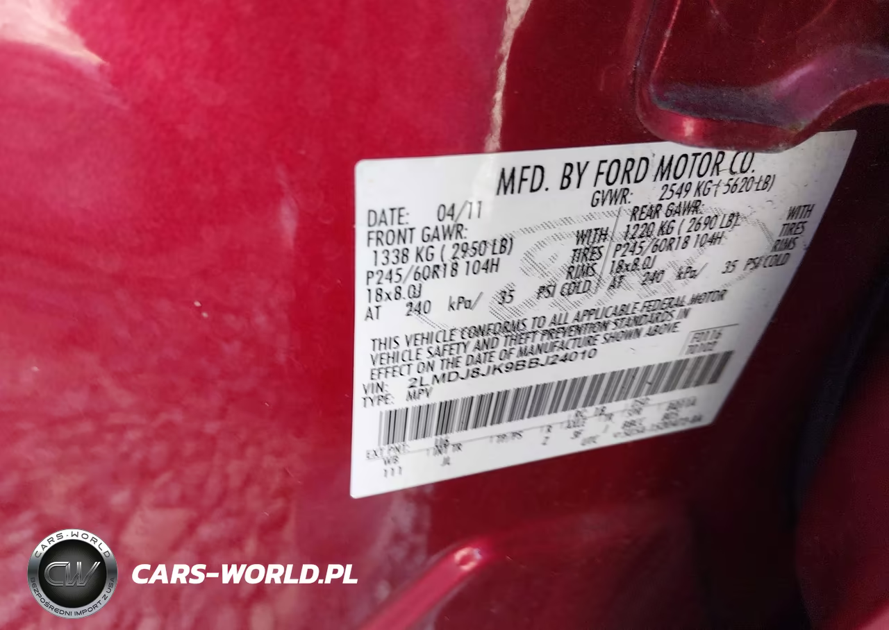 2011 Lincoln Mkx VIN:2LMDJ8JK9BBJ24010 - 9