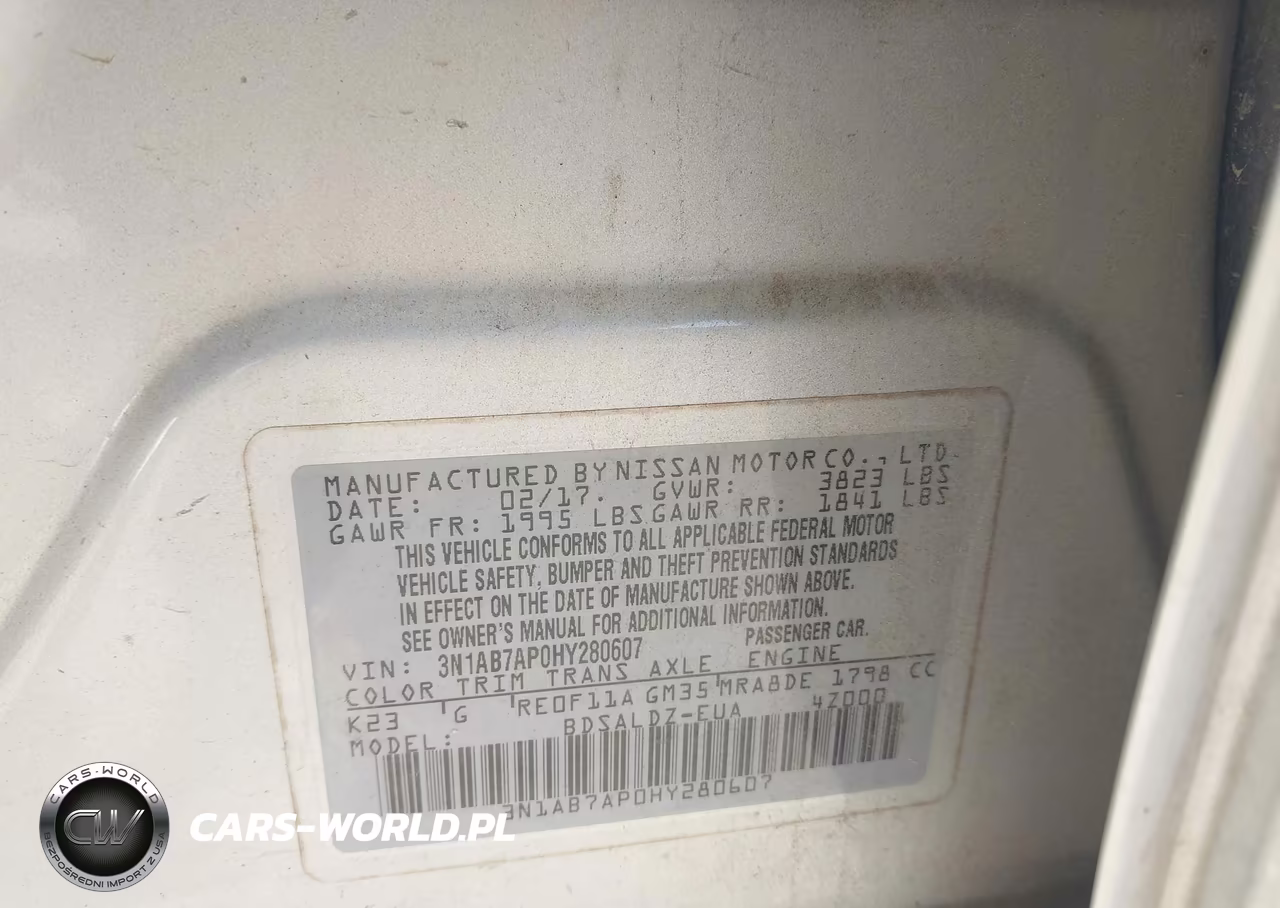 2017 Nissan Sentra Sv VIN:3N1AB7AP0HY280607 - 9