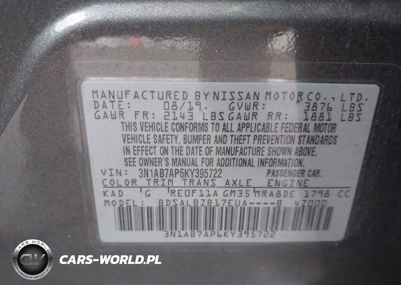 2019 Nissan Sentra S VIN:3N1AB7AP6KY395722 - 9