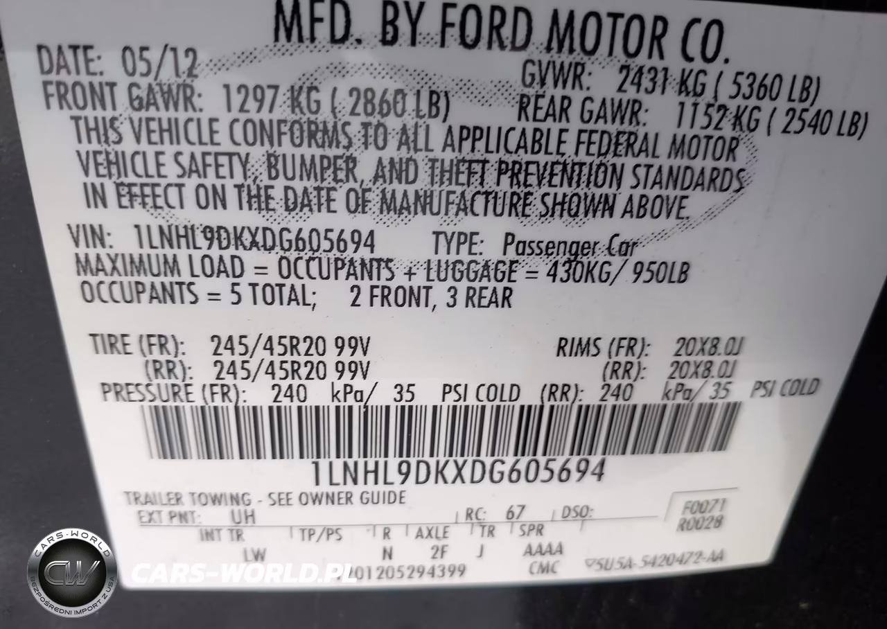 2013 Lincoln Mks VIN:1LNHL9DKXDG605694 - 9