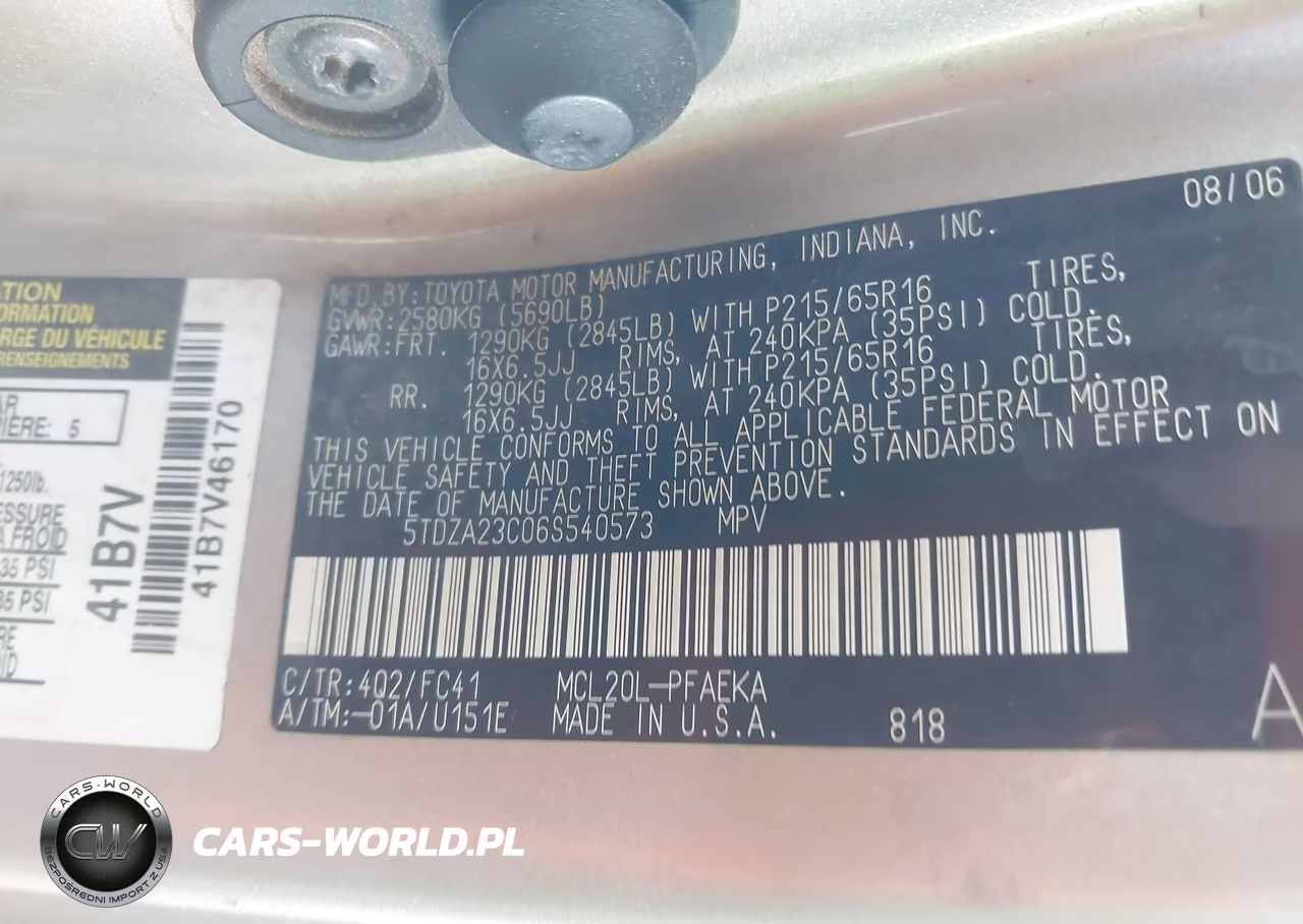 2006 Toyota Sienna Le VIN:5TDZA23C06S540573 - 9