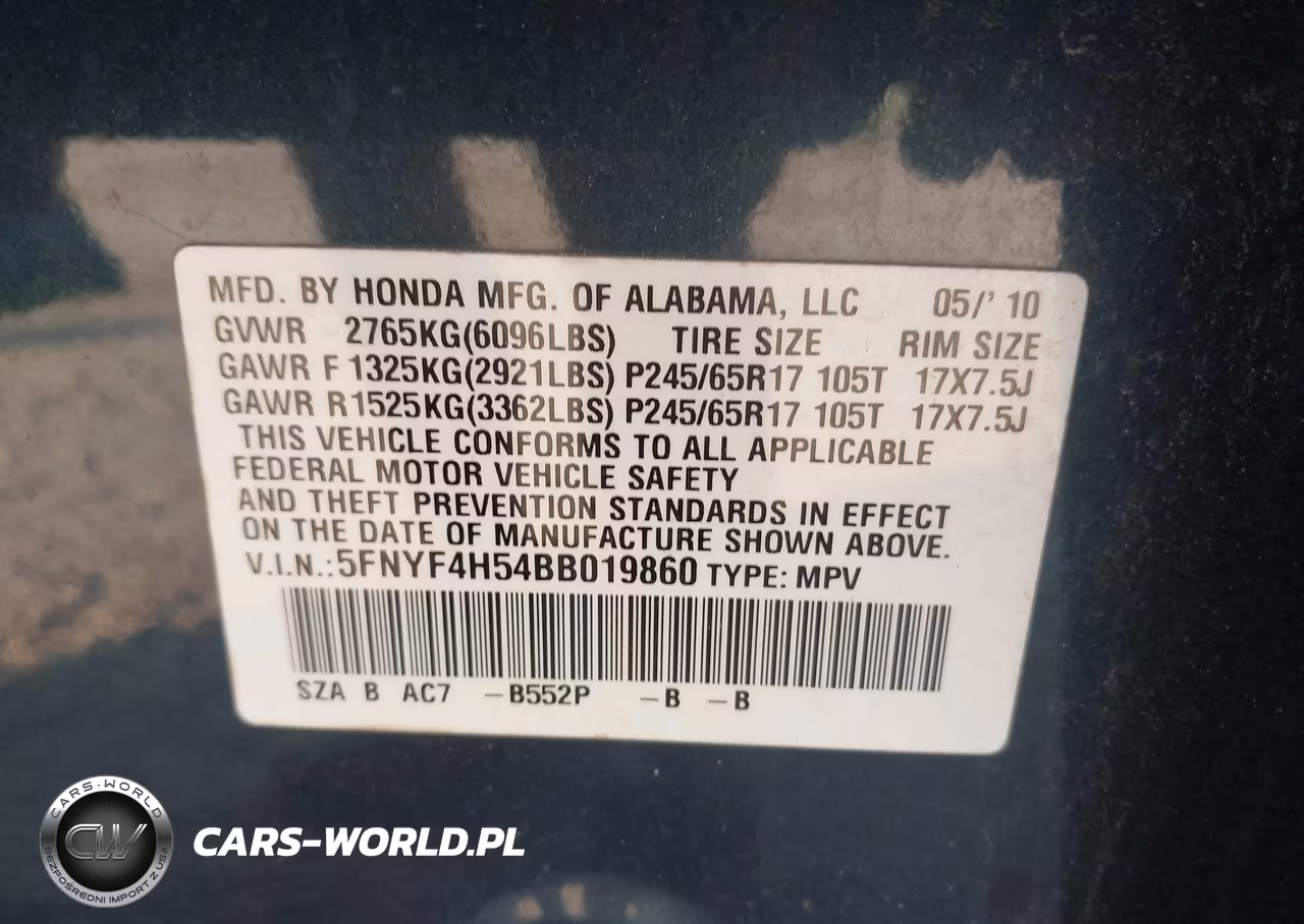 2011 Honda Pilot Ex-L VIN:5FNYF4H54BB019860 - 9