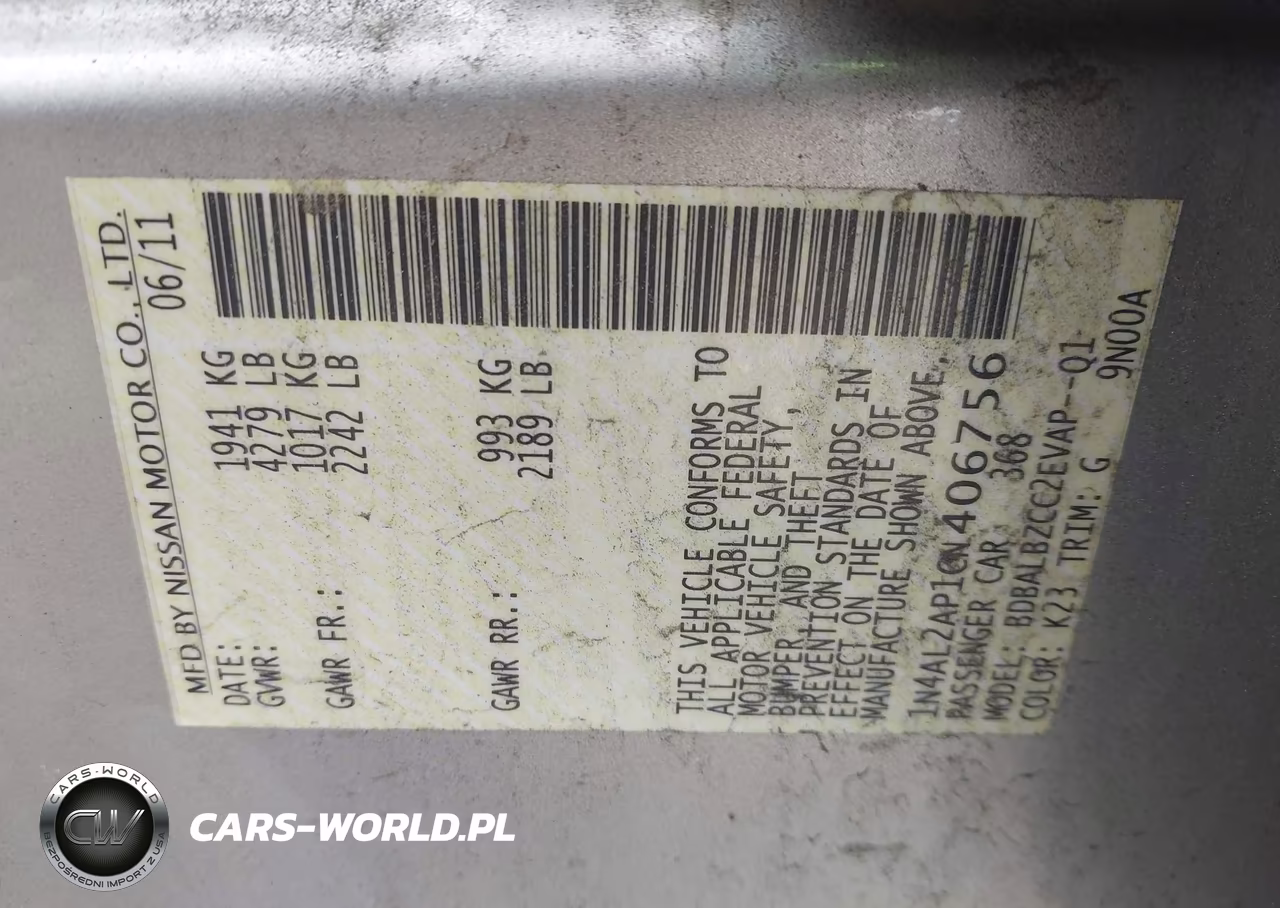 2012 Nissan Altima 2.5 S VIN:1N4AL2AP1CN406756 - 9