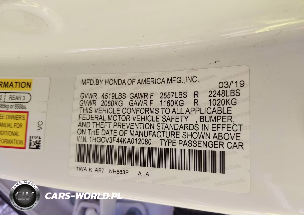 2019 Honda Accord Hybrid Ex VIN:1HGCV3F44KA012080 - 9