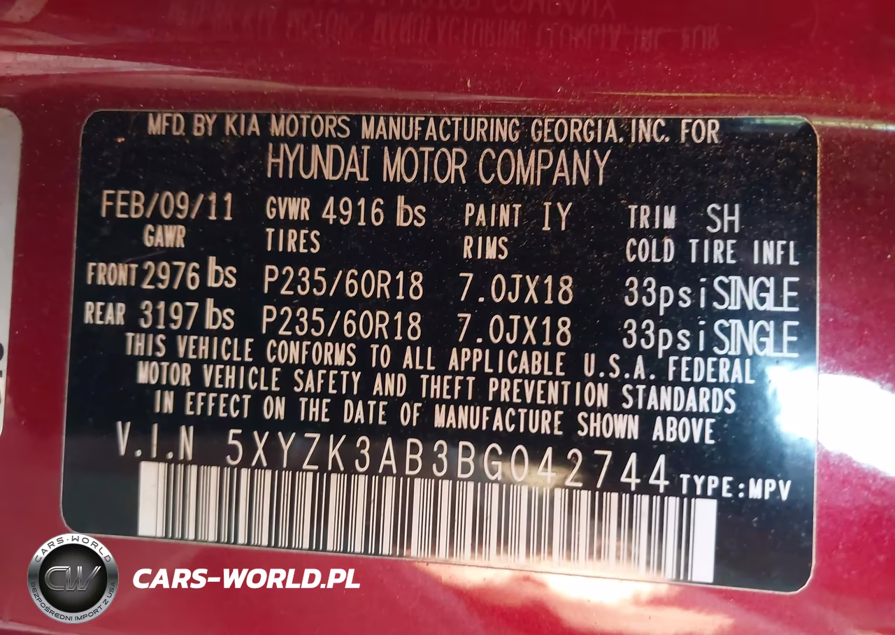 2011 Hyundai Santa Fe Limited VIN:5XYZK3AB3BG042744 - 9