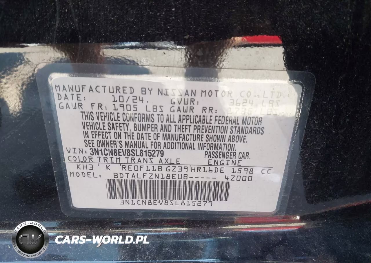 2025 Nissan Versa Sv VIN:3N1CN8EV8SL815279 - 9