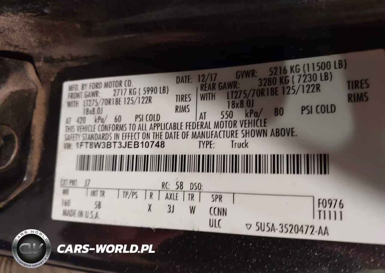 2018 Ford F-350 Lariat VIN:1FT8W3BT3JEB10748 - 8
