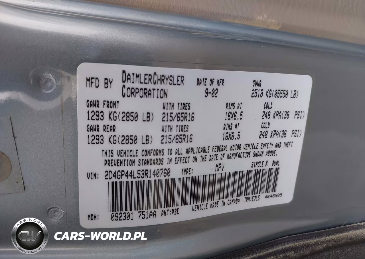 2003 Dodge Grand Caravan Sport VIN:2D4GP44L53R140760 - 9