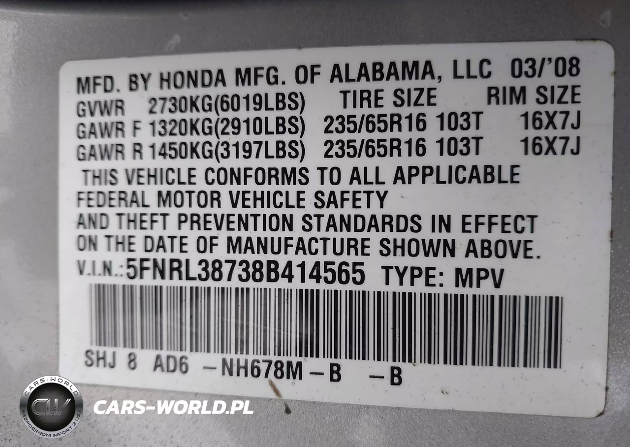 2008 Honda Odyssey Ex-L VIN:5FNRL38738B414565 - 9