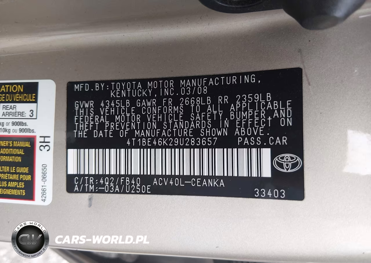 2009 Toyota Camry Le VIN:4T1BE46K29U283657 - 9