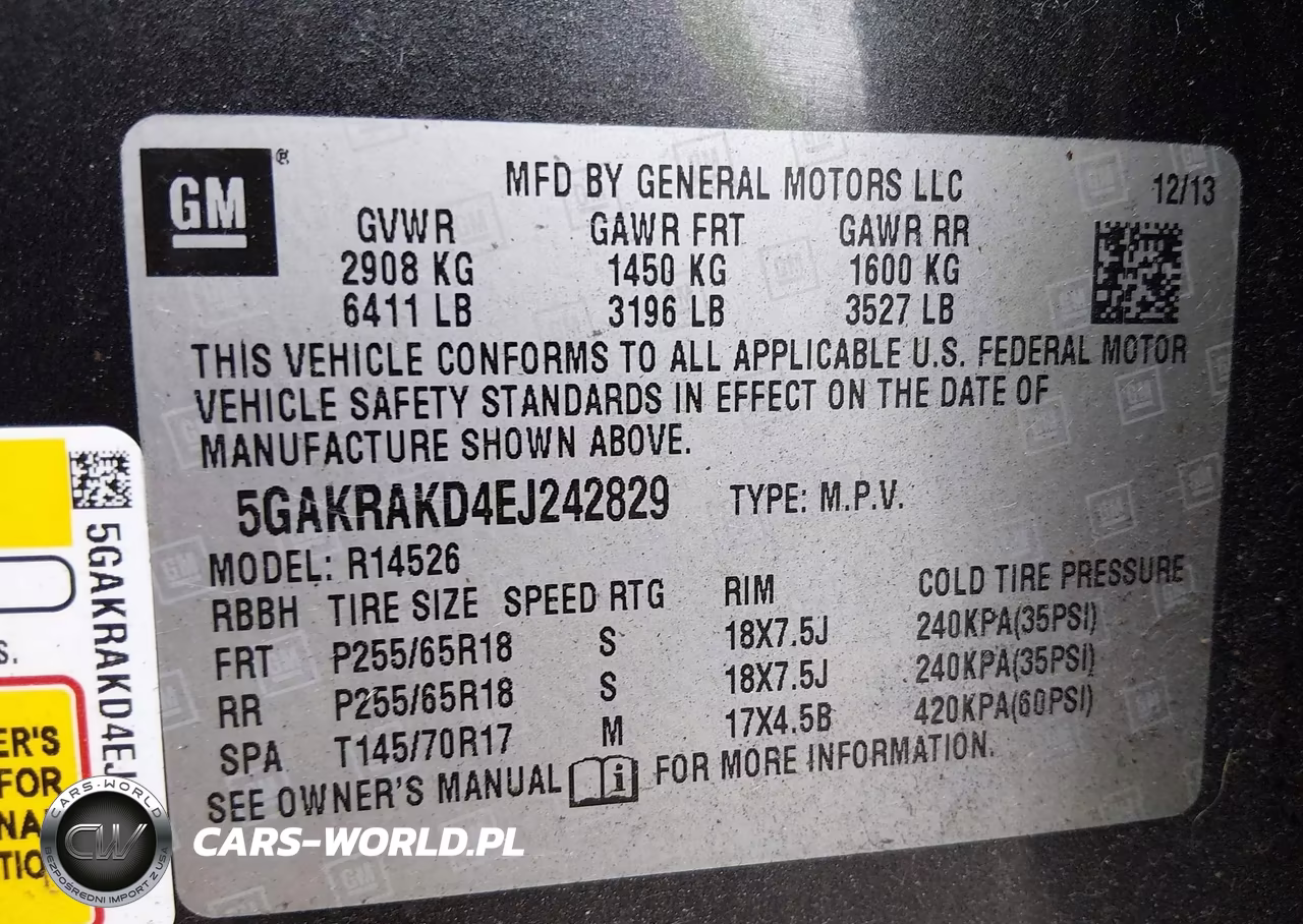 2014 Buick Enclave Convenience VIN:5GAKRAKD4EJ242829 - 9