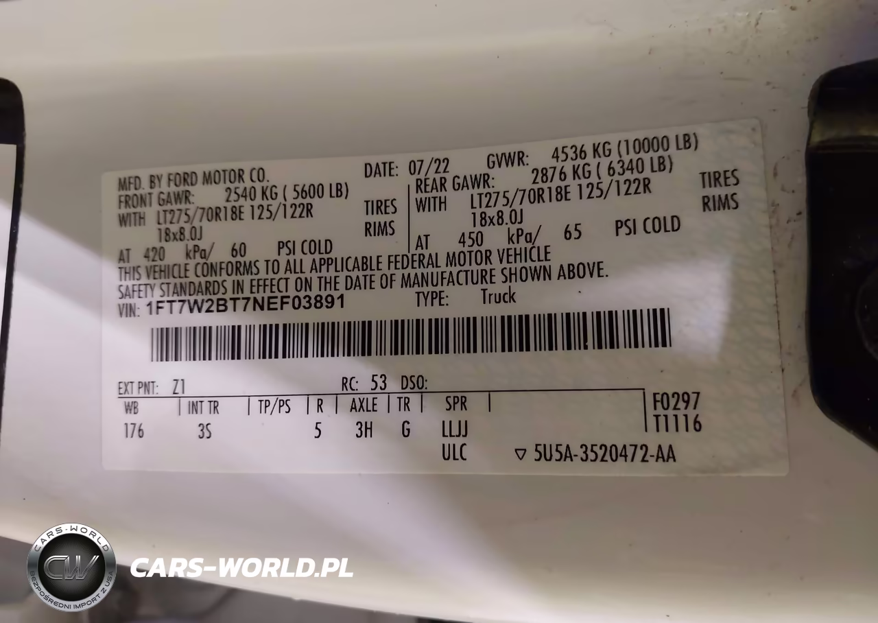 2022 Ford F-250 Xlt VIN:1FT7W2BT7NEF03891 - 9