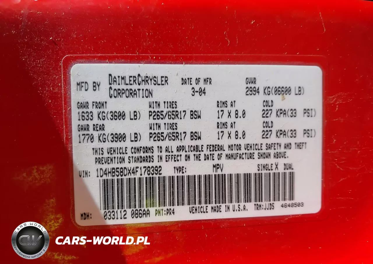 2004 Dodge Durango Limited VIN:1D4HB58DX4F178392 - 9