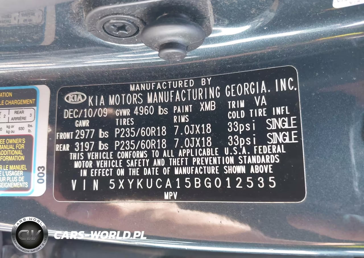 2011 Kia Sorento Ex VIN:5XYKUCA15BG012535 - 9