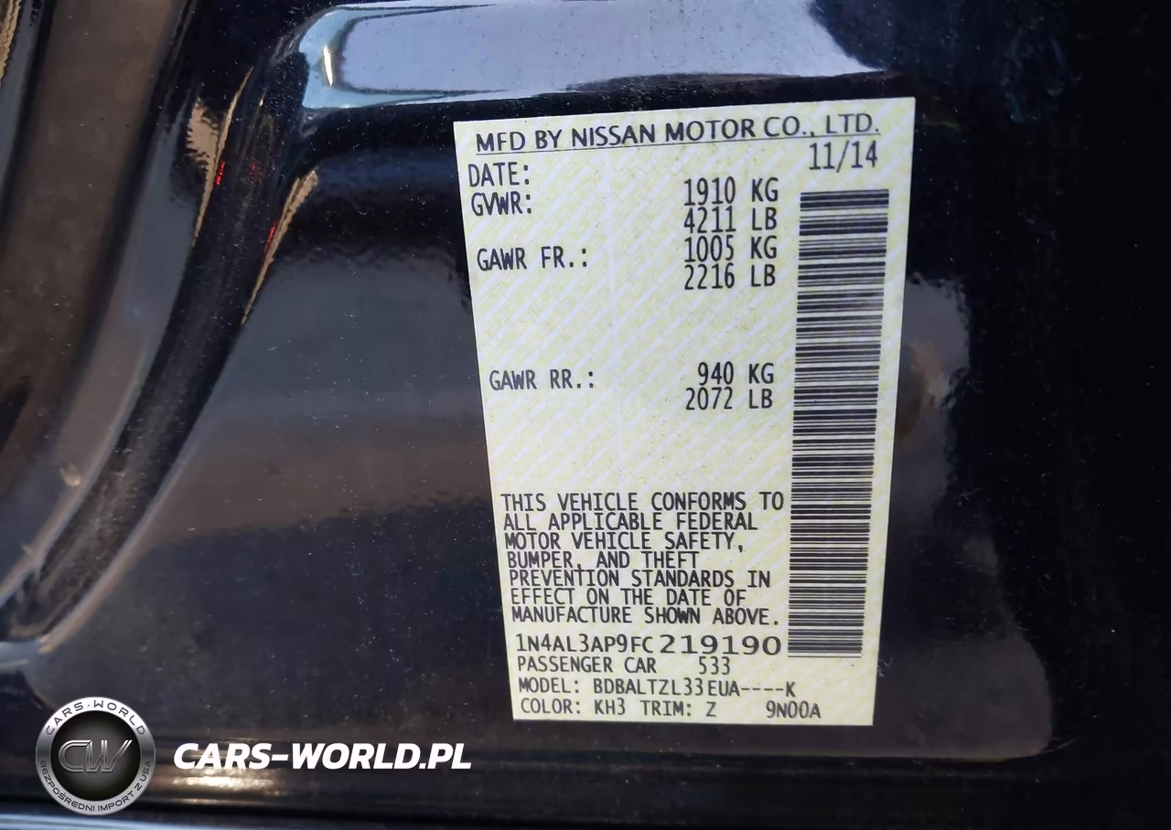 2015 Nissan Altima 2.5 Sl VIN:1N4AL3AP9FC219190 - 9
