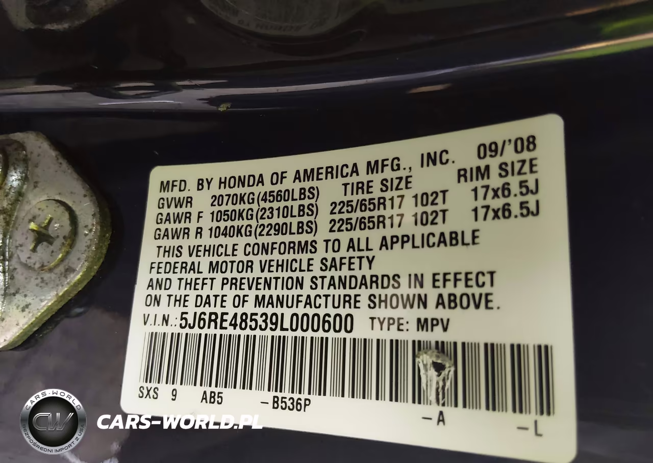2009 Honda Cr-V Ex VIN:5J6RE48539L000600 - 9